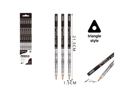 Tužky grafitové HB s gumou trojhranné YL241345