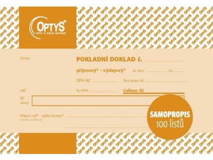 Univerzální pokladní doklad A6, samopropisovací, nečíslovaný 1093