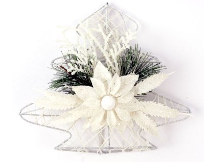 Vánoční dekorace stromeček kov bílý 9450 vel 20cm