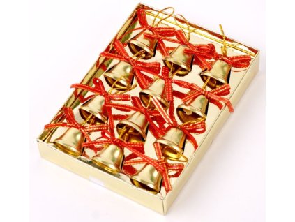 Vánoční dekorace zvonečky zlaté 9403 balení 12ks