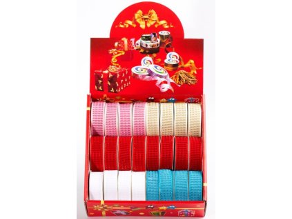 Dekorativní stuha látková s glitrem 2.5cm x 275cm  S16-9104 (Varianta Bílá)