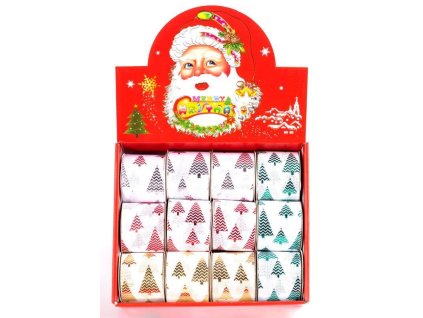 Dekorativní stuha jutová stromek - metalický potisk 6.3cm x 275cm  S16-9112 (Varianta Mix)