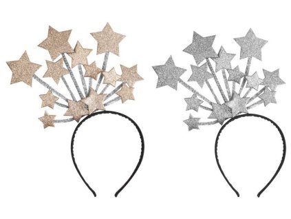 Silvestrovská čelenka se zlatými nebo stříbrnými hvězdami (Varianta mix)