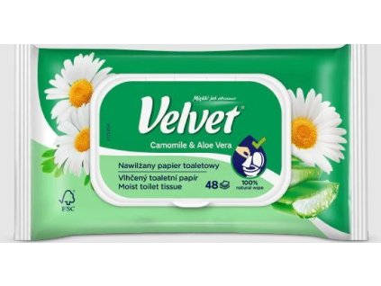 VELVET Vlhčený toaletní papír Camomile & Aloe Vera, 48 ks