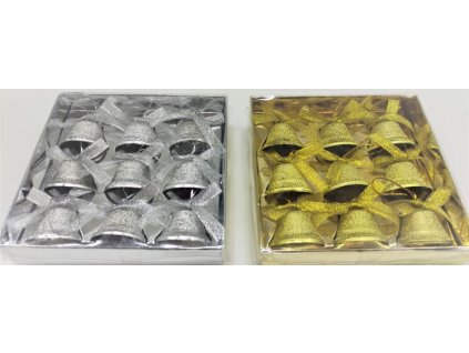 Dekorace zvonečky 9407 9ks zlaté/stříbrné