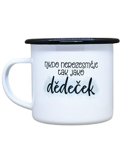 Smaltovaný hrneček plecháček s potiskem dědeček