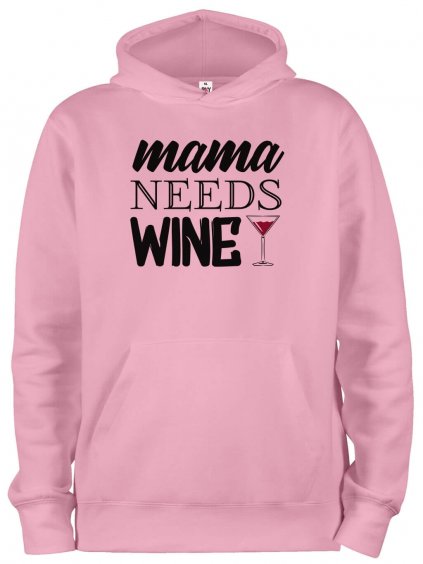 Mikina s kapucí a potiskem Mama wine