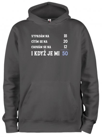 Mikina s kapucí a potiskem Je mi 50