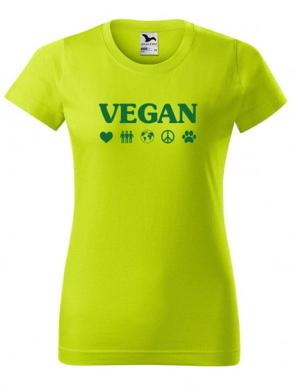 Dámské tričko s potiskem Vegan symboly