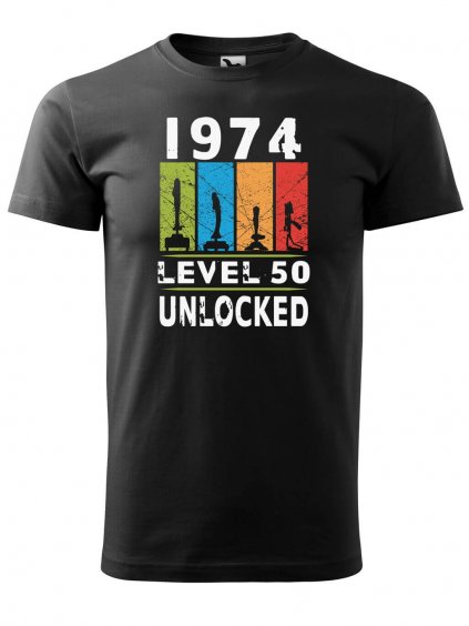 Pánské tričko s potiskem Level 50 unlocked
