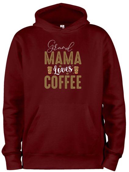 Mikina s kapucí Grand mama loves coffee