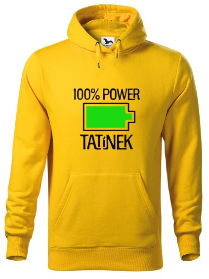 Mikina s kapucí s potiskem - 100% power tatínek