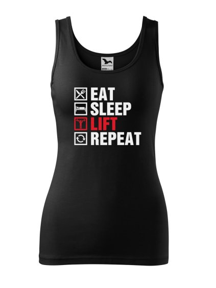 Dámské tílko s potiskem Eat sleep lift (Velikost 2XL, Ženy vodácká tílka Apple green)