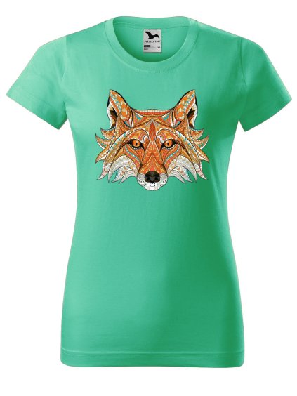 Dámské tričko s potiskem Hlava lišky (Barva trička - ženy (NOVÉ) Apple green, Velikost - všechny NOVÉ 2XL)