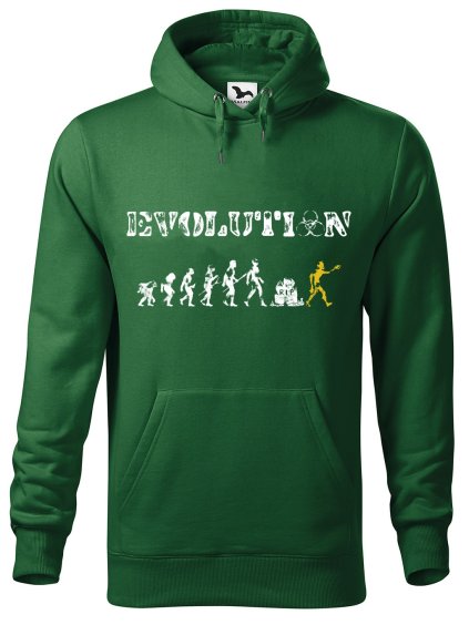 Pánská mikina s potiskem Evolution zombie (Barva mikiny malfini pánské Bílá, Velikost - muž NOVÉ 2XL)