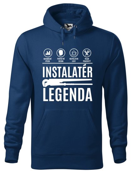 Pánská mikina s potiskem Instalatér legenda (Barva mikiny malfini pánské Bílá, Velikost - muž NOVÉ 2XL)