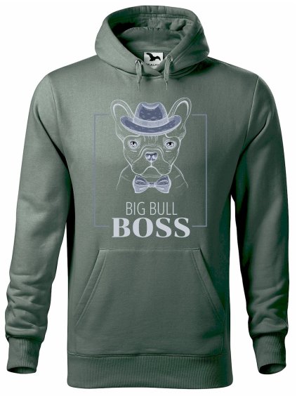 Pánská mikina s potiskem Big bull boss (Barva mikiny malfini pánské Bílá, Velikost - muž NOVÉ 2XL)