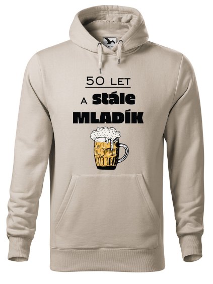 Pánská mikina s potiskem 50 let a stále mladík (Barva mikiny malfini pánské Bílá, Velikost - muž NOVÉ 2XL)