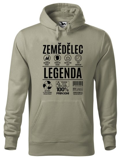 Pánská mikina s potiskem Zemědělec legenda (Barva mikiny malfini pánské Bílá, Velikost - muž NOVÉ 2XL)