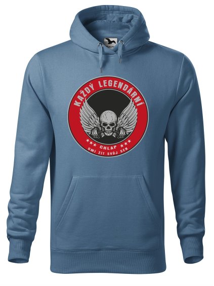 Pánská mikina s potiskem Legendární chlap fitness (Barva mikiny malfini pánské Bílá, Velikost - muž NOVÉ 2XL)