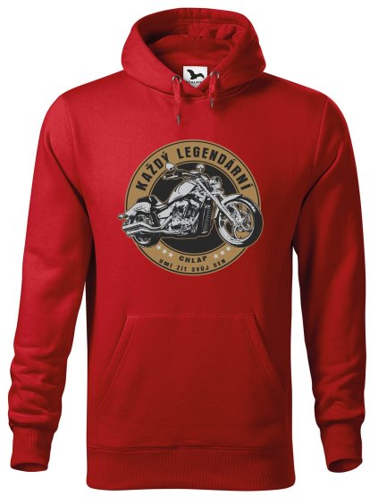 Pánská mikina s potiskem Legendární chlap motorka (Barva mikiny malfini pánské Bílá, Velikost - muž NOVÉ 2XL)