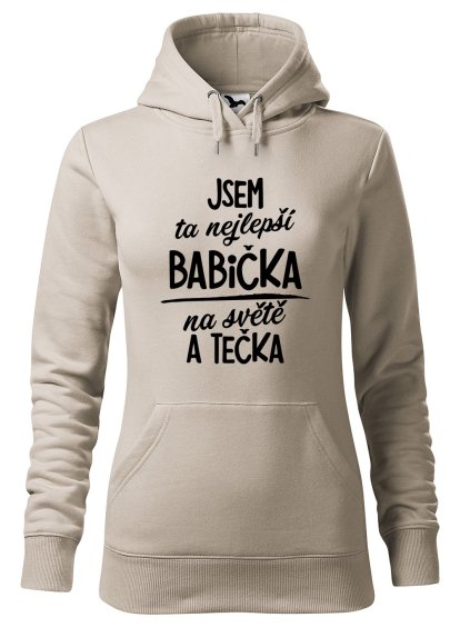 Dámská mikina Nejlepší babička na světě (Barva dámské mikiny Malfini Cape Bílá, Velikost - žena NOVÉ 2XL)
