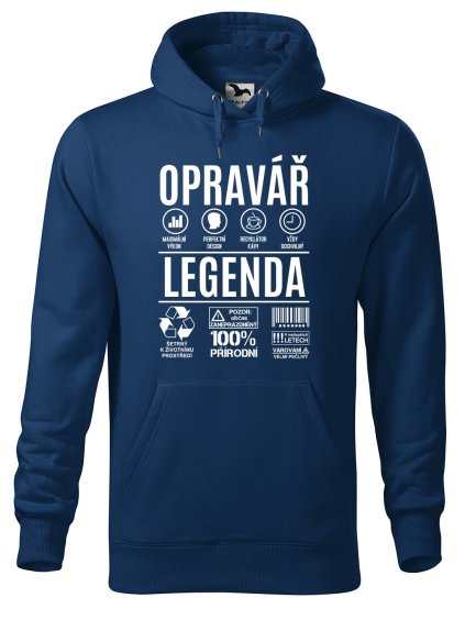 Pánská mikina s potiskem Opravář legenda (Barva mikiny malfini pánské Bílá, Velikost - muž NOVÉ 2XL)