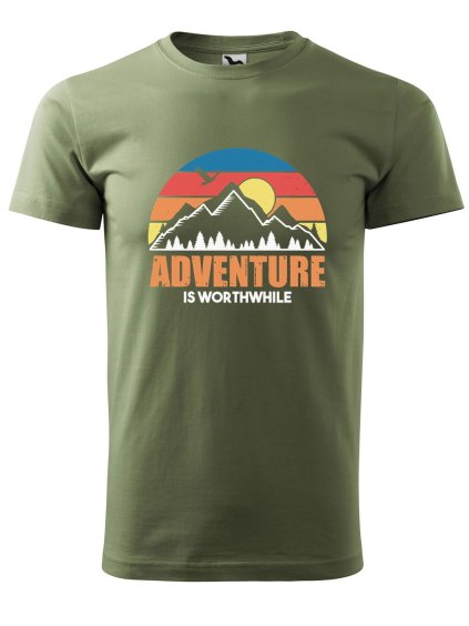 Pánské tričko Adventure is worthwhile (Barva trička (muži) NOVÉ Apple green, Velikost - všechny NOVÉ 2XL)