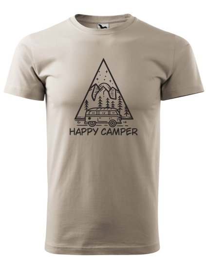 Pánské tričko s potiskem Happy camper (Barva trička (muži) NOVÉ Apple green, Velikost - všechny NOVÉ 2XL)