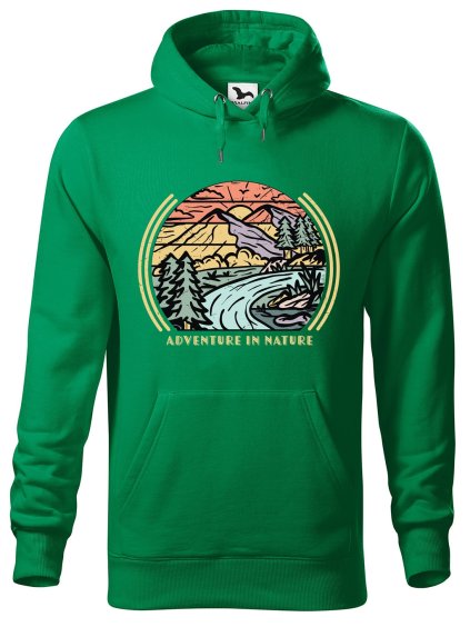 Pánská mikina s potiskem Adventure in nature (Barva mikiny malfini pánské Bílá, Velikost - muž NOVÉ 2XL)