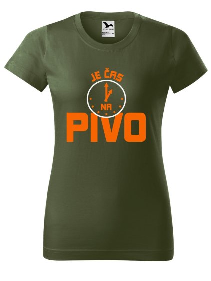 Dámské tričko s potiskem Je čas na pivo (Barva trička - ženy (NOVÉ) Apple green, Velikost - všechny NOVÉ 2XL)