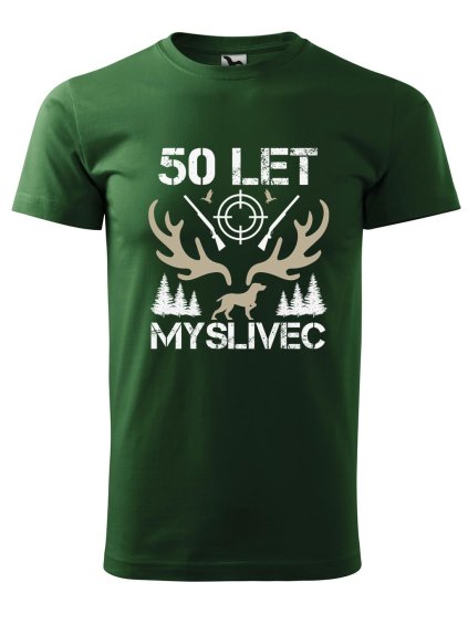 Pánské tričko s potiskem 50 let myslivec (Barva trička (muži) NOVÉ Apple green, Velikost - všechny NOVÉ 2XL)