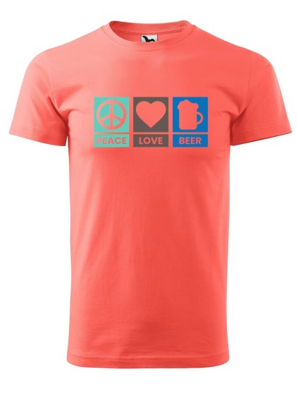 Pánské tričko s potiskem Peace love beer (Barva trička (muži) NOVÉ Apple green, Velikost - všechny NOVÉ 2XL)