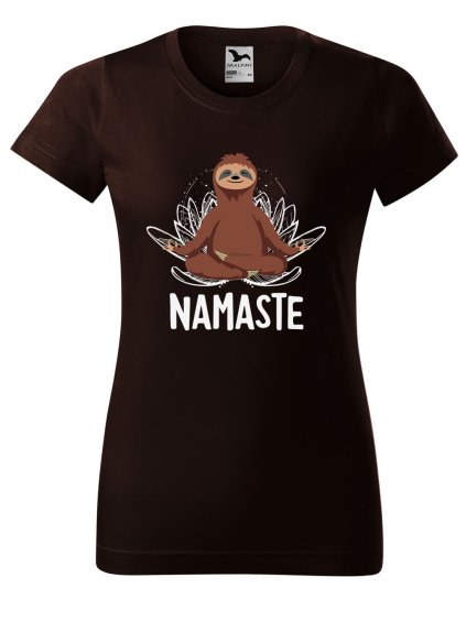 Dámské tričko s potiskem Namaste lenochod (Barva trička - ženy (NOVÉ) Apple green, Velikost - všechny NOVÉ 2XL)