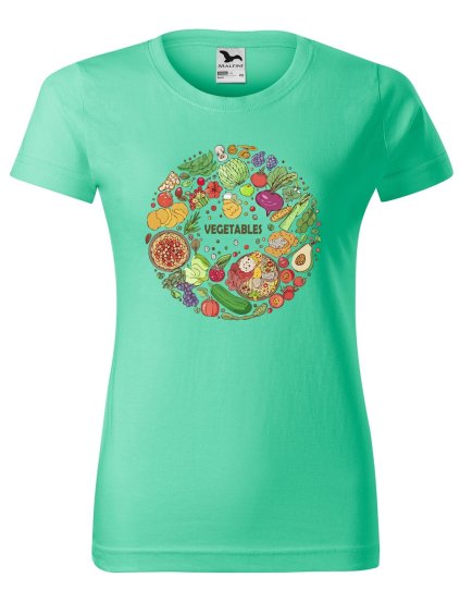 Dámské tričko s potiskem Vegetables (Barva trička - ženy (NOVÉ) Apple green, Velikost - všechny NOVÉ 2XL)