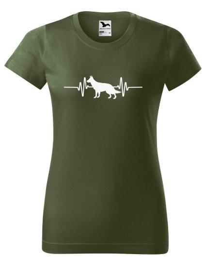 Dámské tričko Tep srdce německý ovčák (Barva trička - ženy (NOVÉ) Apple green, Velikost - všechny NOVÉ 2XL)
