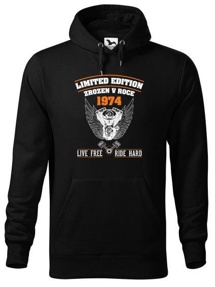 Pánská mikina s potiskem Zrozen v roce 1974 (Barva mikiny malfini pánské Bílá, Velikost - muž NOVÉ 2XL)