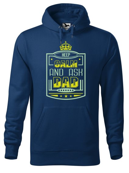 Pánská mikina s potiskem Keep calm dad (Barva mikiny malfini pánské Bílá, Velikost - muž NOVÉ 2XL)