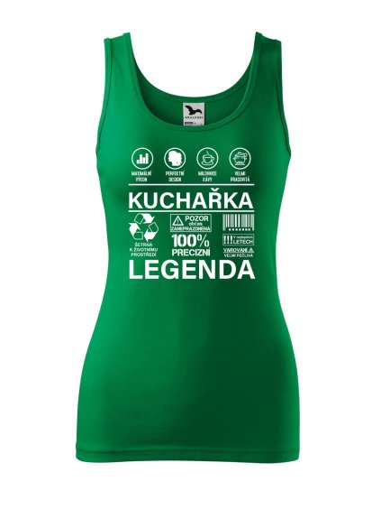 Dámské tílko s potiskem Kuchařka legenda (Velikost 2XL, Ženy vodácká tílka Apple green)