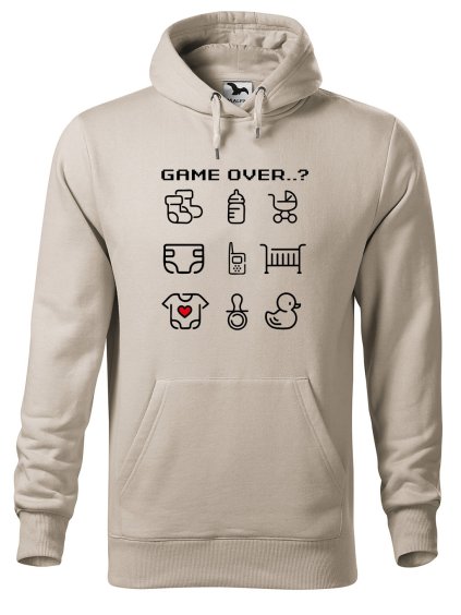 Pánská mikina s potiskem Game over děcko (Barva mikiny malfini pánské Bílá, Velikost - muž NOVÉ 2XL)