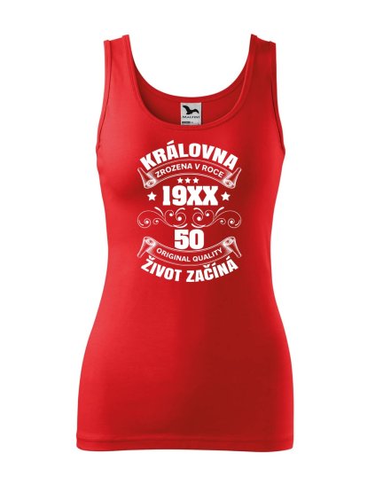 Dámské tílko s potiskem Královna život začíná (Velikost 2XL, Ženy vodácká tílka Apple green)