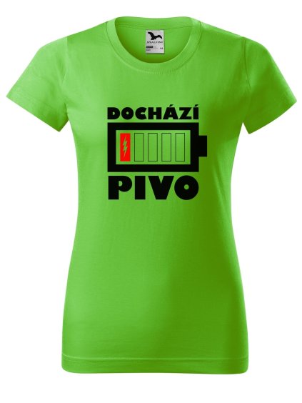 Dámské tričko Dochází pivo baterie (Barva trička - ženy (NOVÉ) Apple green, Velikost - všechny NOVÉ 2XL)