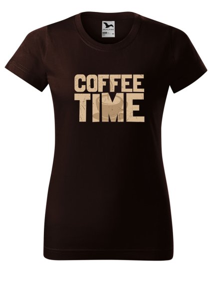 Dámské tričko s potiskem Coffee time (Barva trička - ženy (NOVÉ) Apple green, Velikost - všechny NOVÉ 2XL)