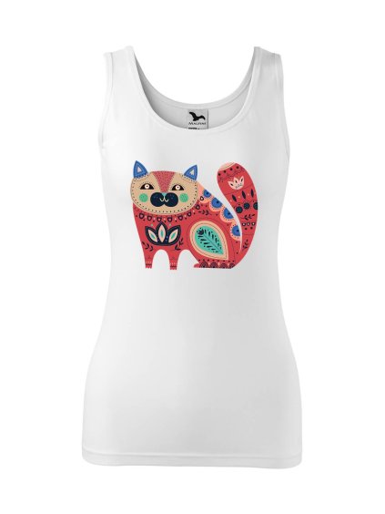 Dámské tílko s potiskem Kočka z květin (Velikost 2XL, Ženy vodácká tílka Apple green)