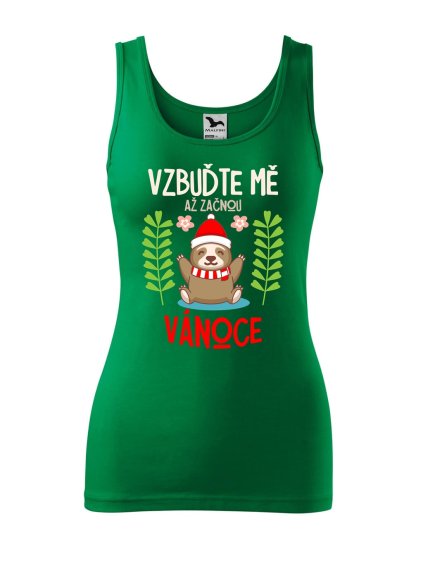 Dámské tílko s potiskem Vzbuďte mě (Velikost 2XL, Ženy vodácká tílka Apple green)