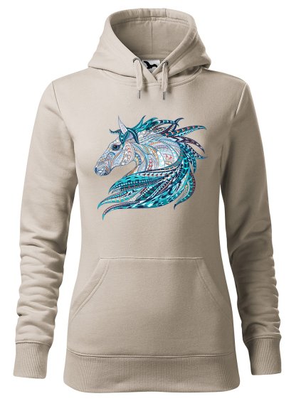 Dámská mikina Hlava koně (Barva dámské mikiny Malfini Cape Bílá, Velikost - žena NOVÉ 2XL)