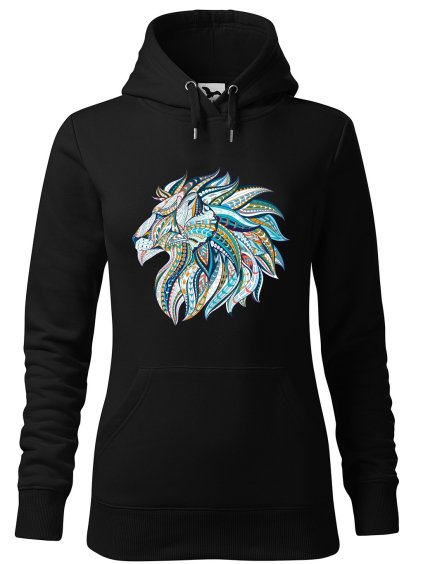 Dámská mikina Hlava lva (Barva dámské mikiny Malfini Cape Bílá, Velikost - žena NOVÉ 2XL)