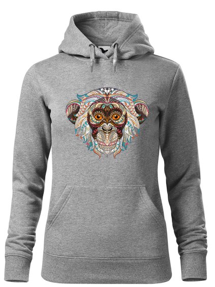 Dámská mikina Hlava opice (Barva dámské mikiny Malfini Cape Bílá, Velikost - žena NOVÉ 2XL)