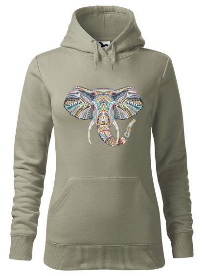 Dámská mikina Hlava slona (Barva dámské mikiny Malfini Cape Bílá, Velikost - žena NOVÉ 2XL)