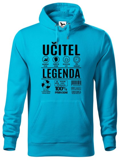 Pánská mikina s potiskem Učitel legenda (Barva mikiny malfini pánské Ocelově šedá, Velikost - muž NOVÉ XL)